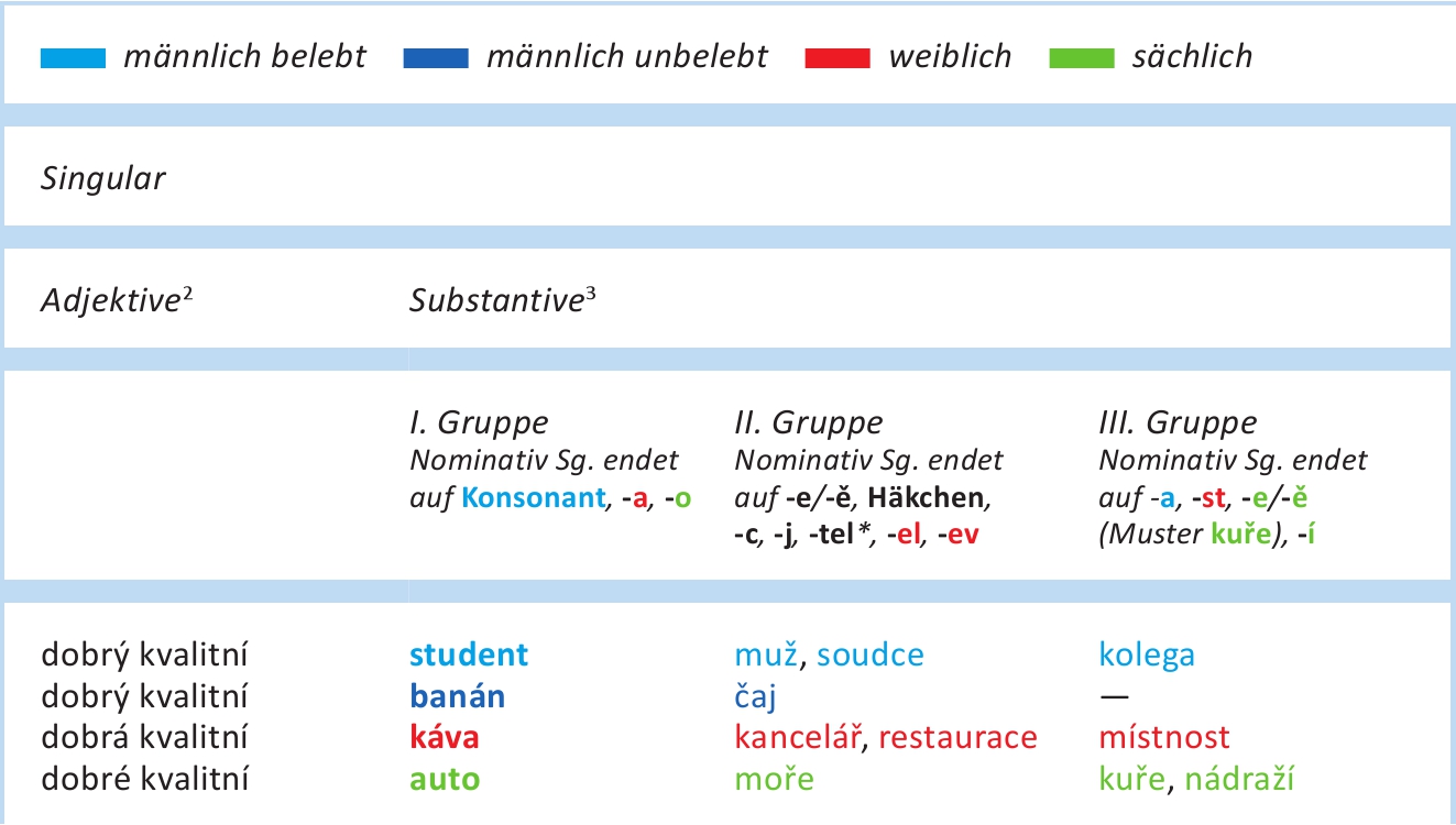 Tschechische Grammatik auf einen Blick - Substantive