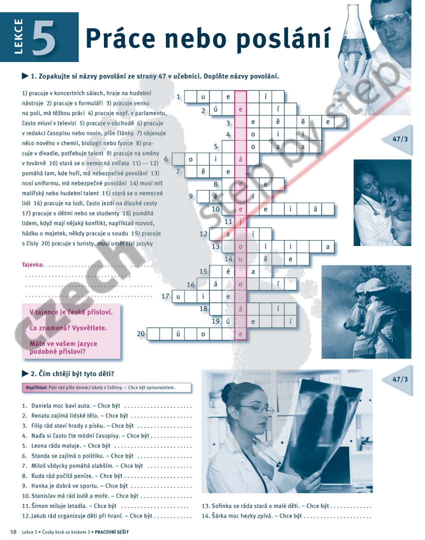 Arbeitsbuch 1 zum Tschechisch Schritt für Schritt 2 / Česky krok za krokem 2 Kreuzworträtsel